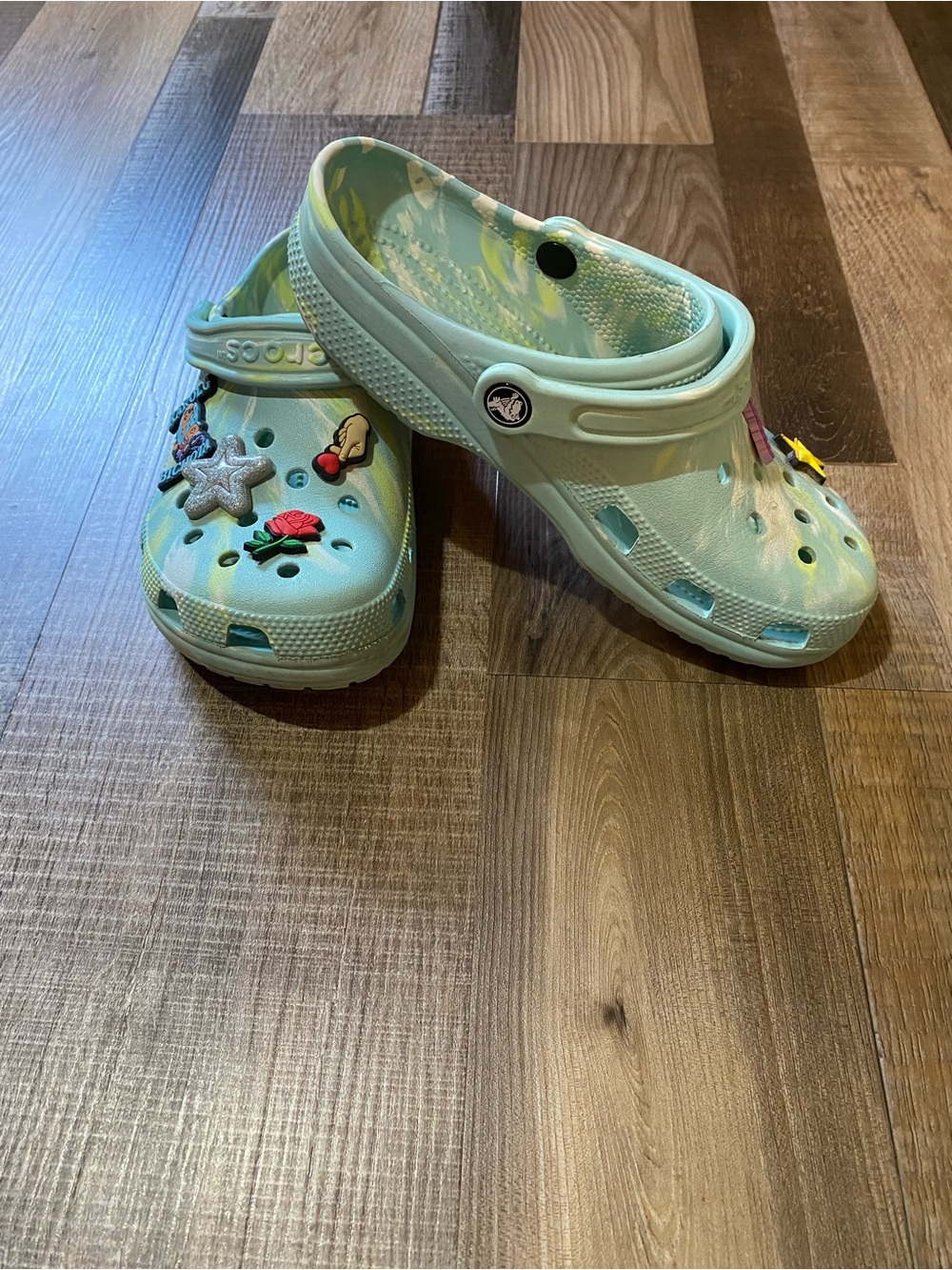 CROCS Light Blue Slip-On Clogs with Decorative Charms